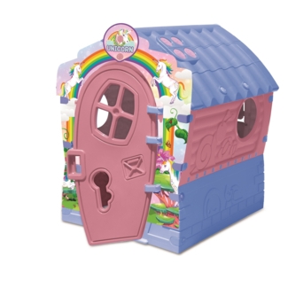 Palplay Unicorn Themed 3.08' x 2.91' Indoor/Outdoor Plastic Playhouse