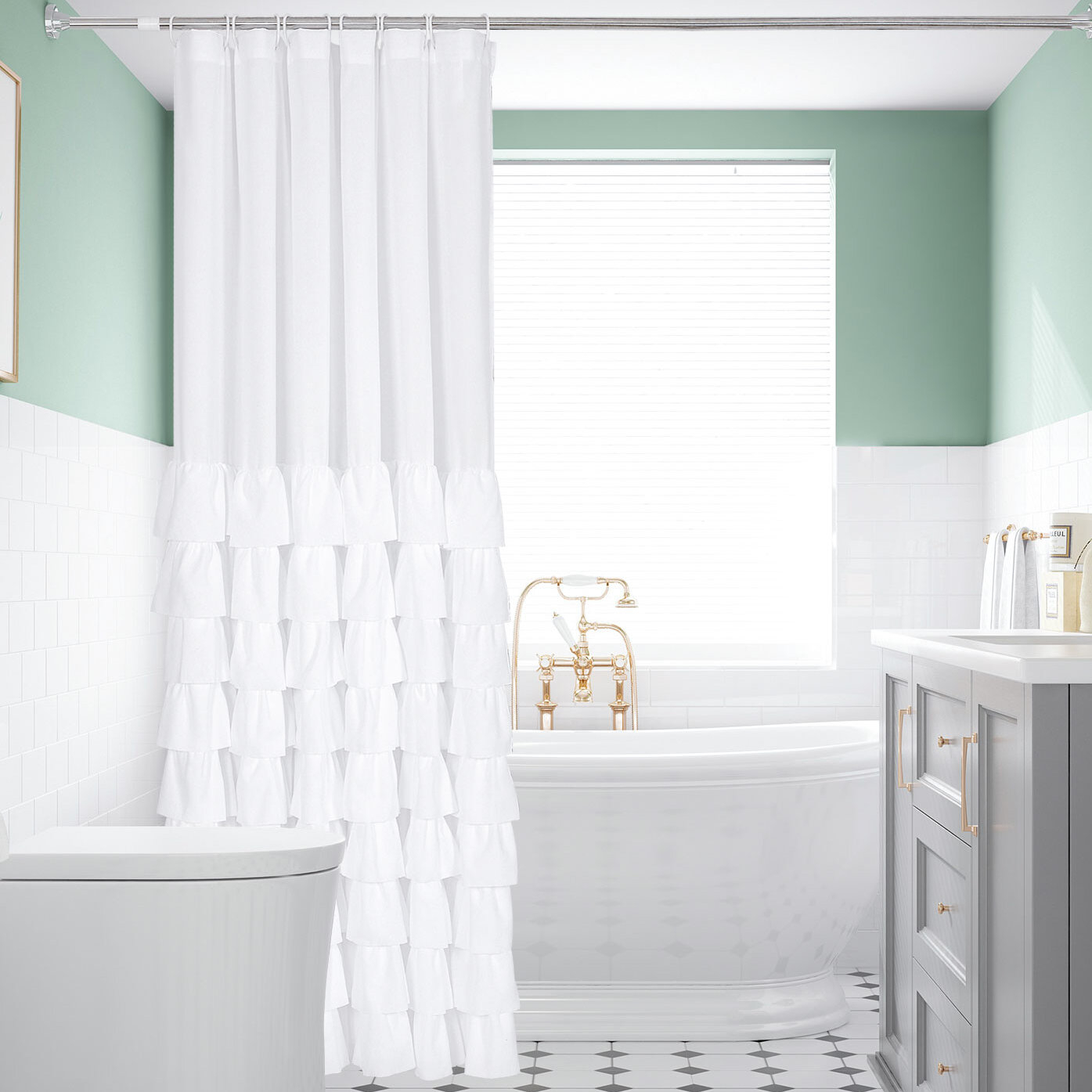 Parris Solid Color Single Shower Curtain