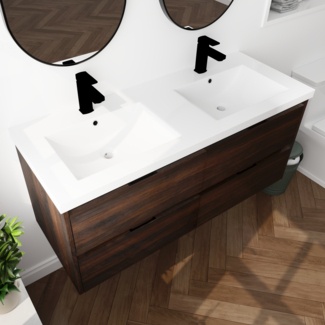 Paup 47.61'' Wall Mounted Double Bathroom Vanity with Resin Vanity Top