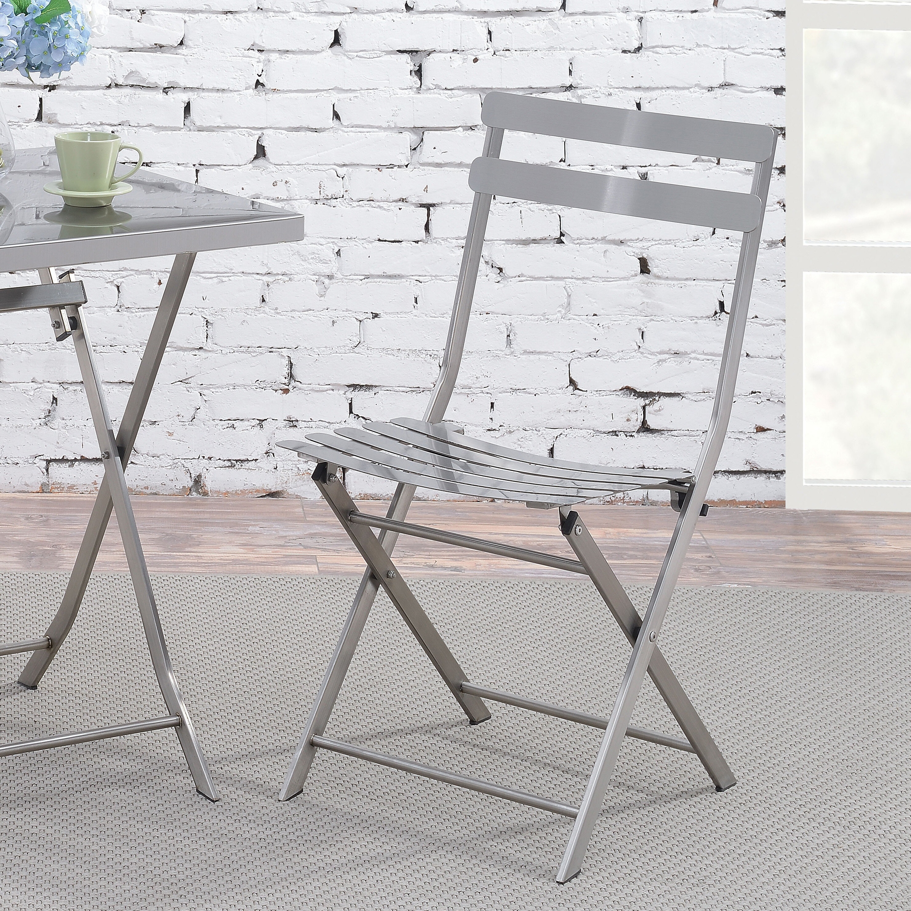 Pepin Ladder Back Folding Side Chair in Gunmetal