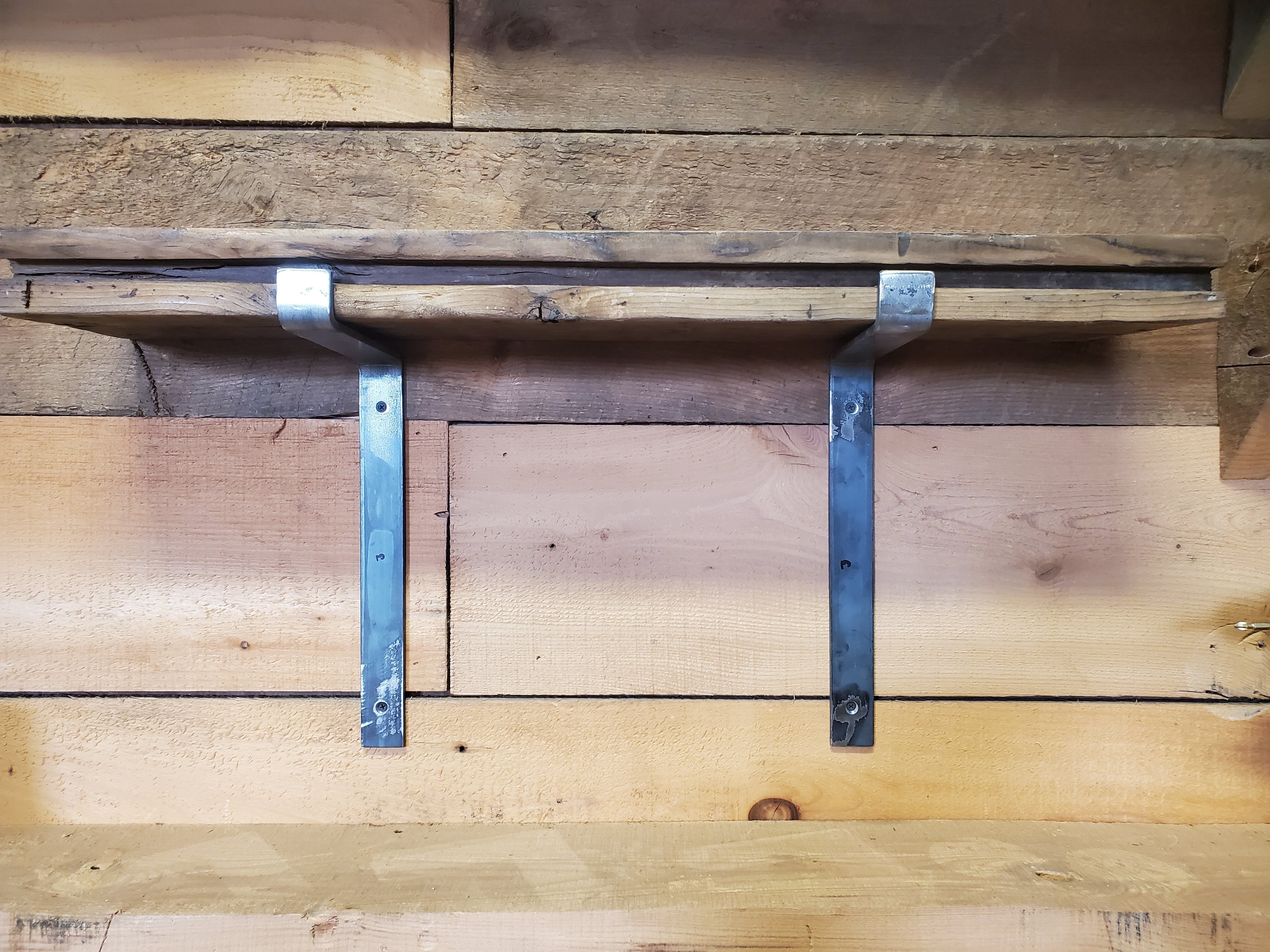 Pimental Spruce Solid Wood Floating Shelf with Reclaimed Wood