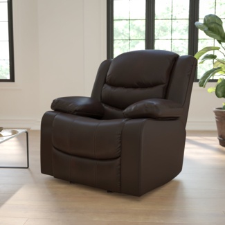 Plush LeatherSoft Lever Rocker Recliner with Padded Arms - Home Recliner