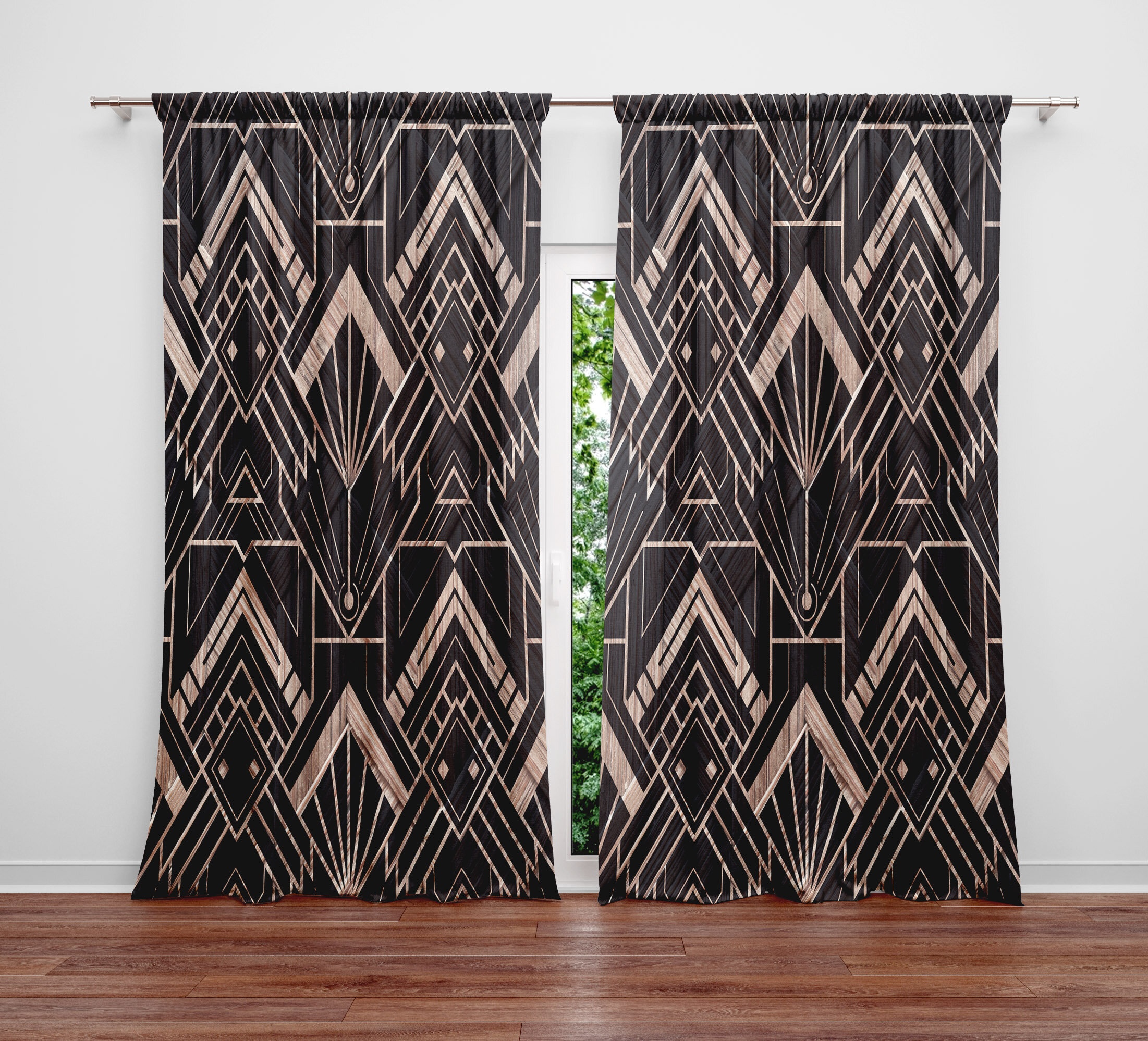 Polyester Semi-Sheer Curtain Pair