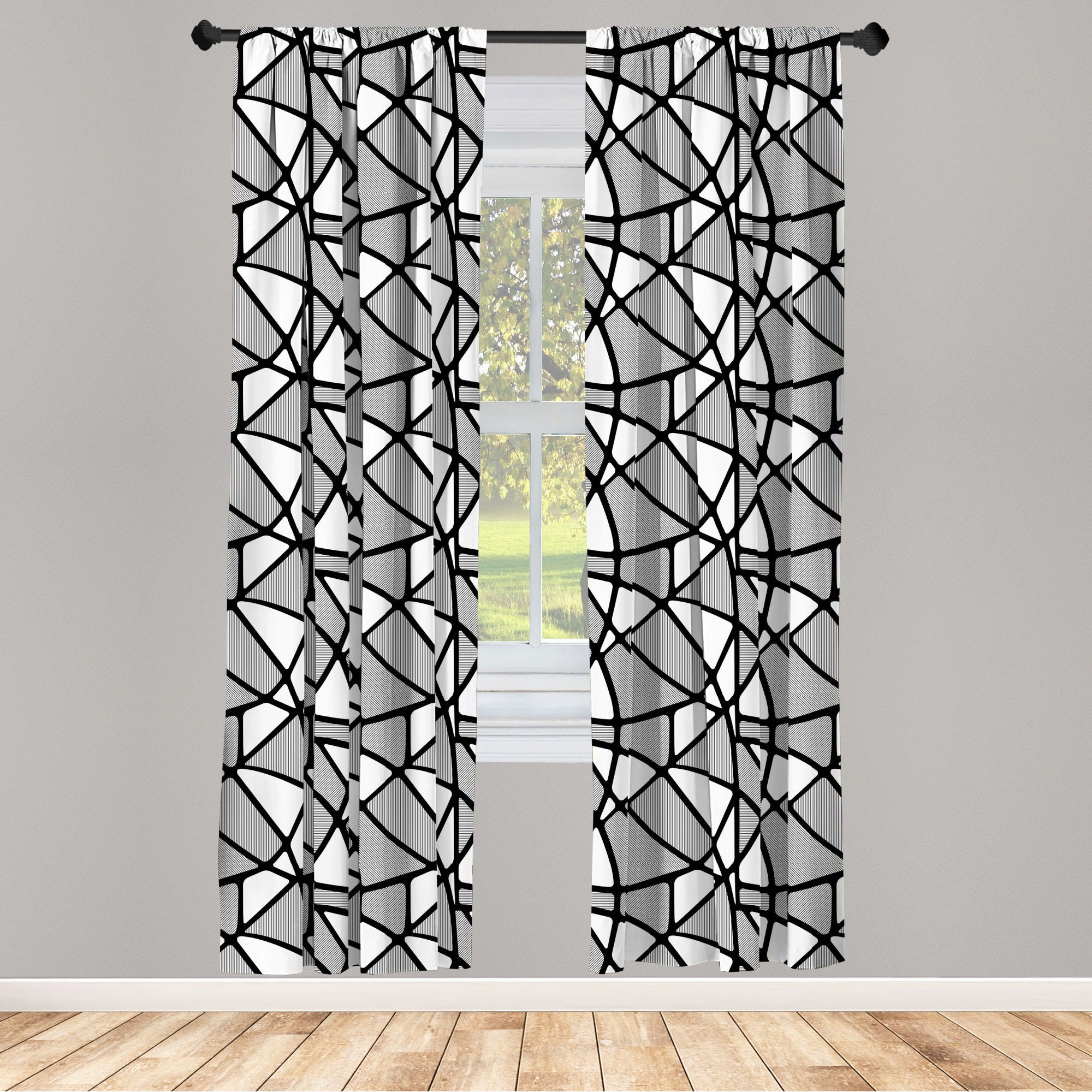 Polyester Semi-Sheer Curtain Pair