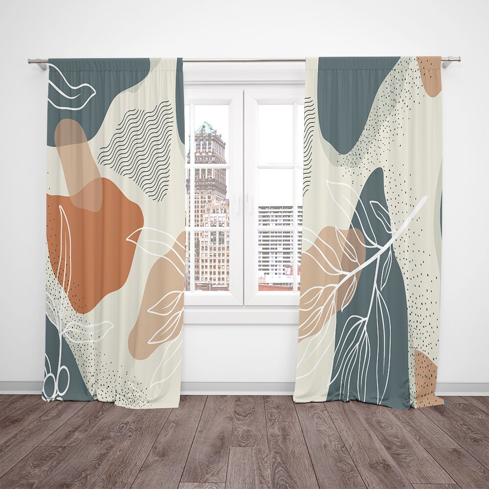 Polyester Semi-Sheer Curtain Pair