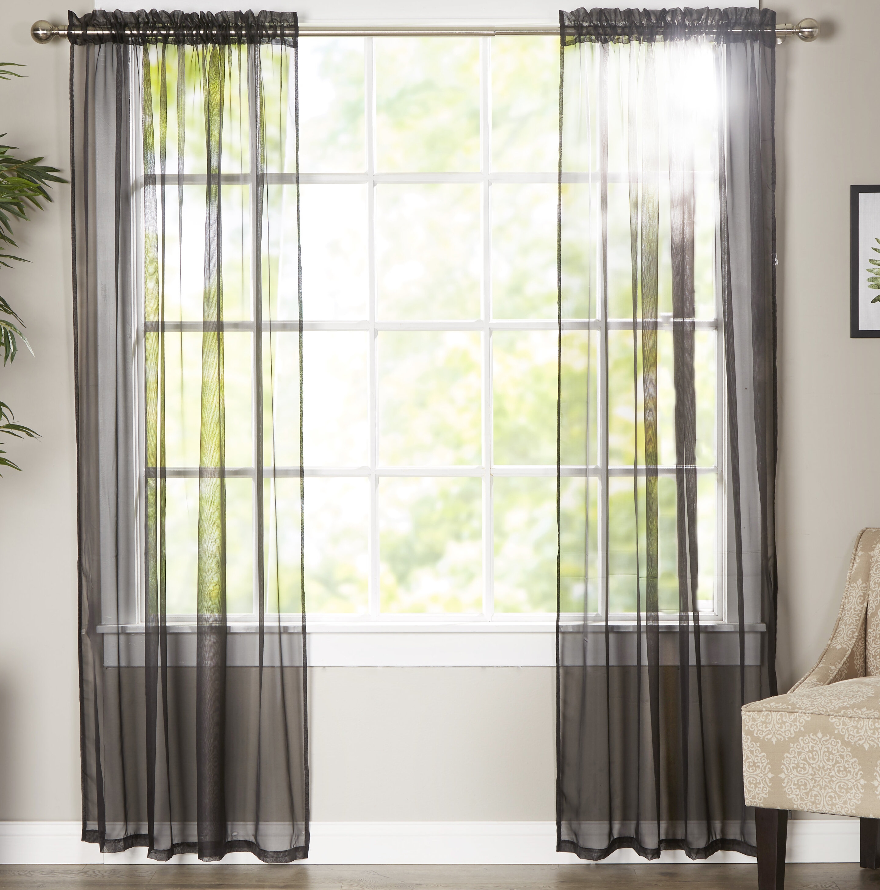 Polyester Sheer Curtain Pair