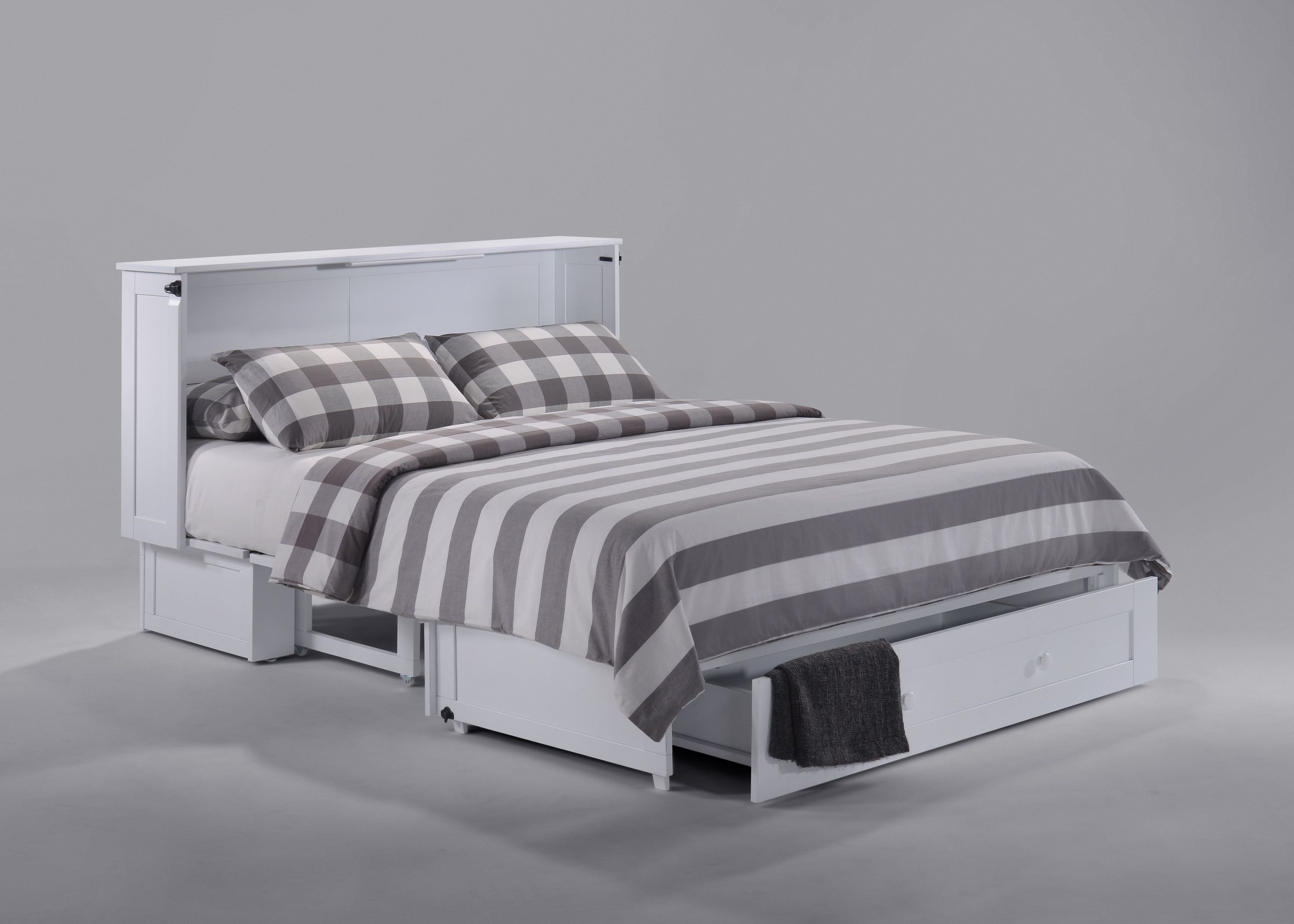 Queen Size Murphy Bed Cabinet with Storage & Charging Ports