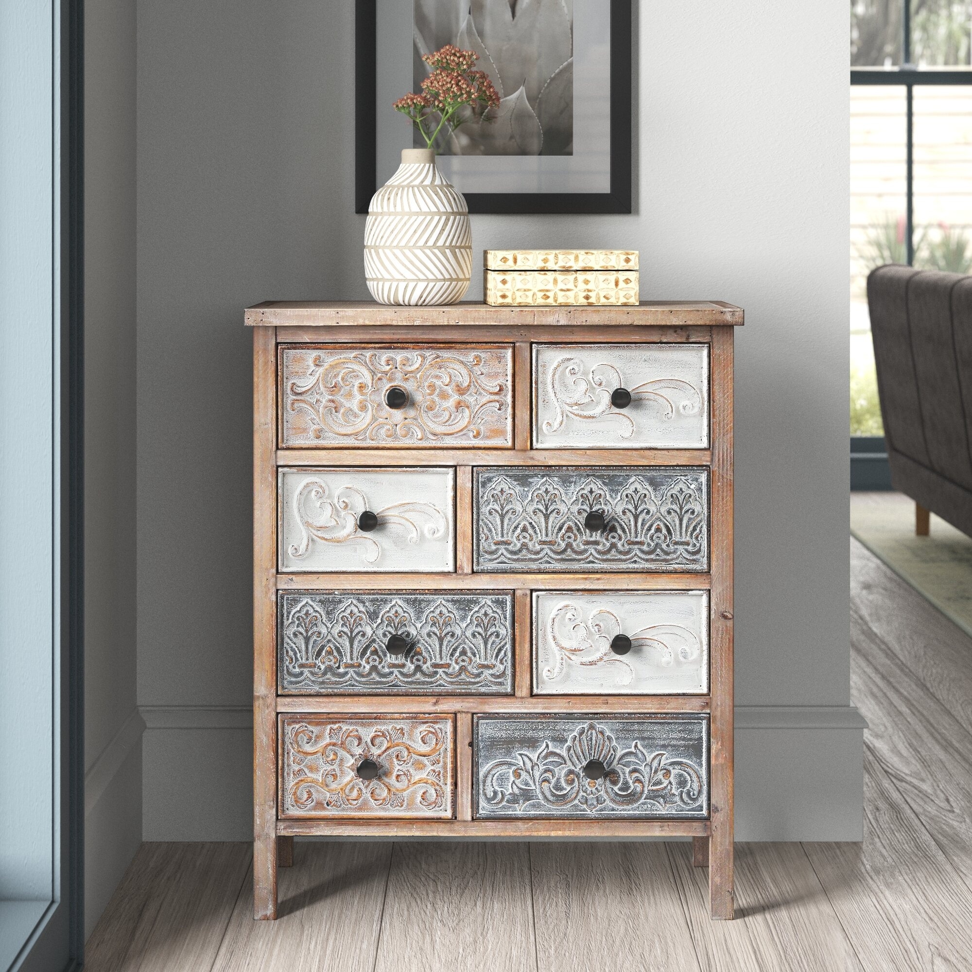 Quinlan 32.09'' Tall 8 - Drawer Apothecary Accent Chest