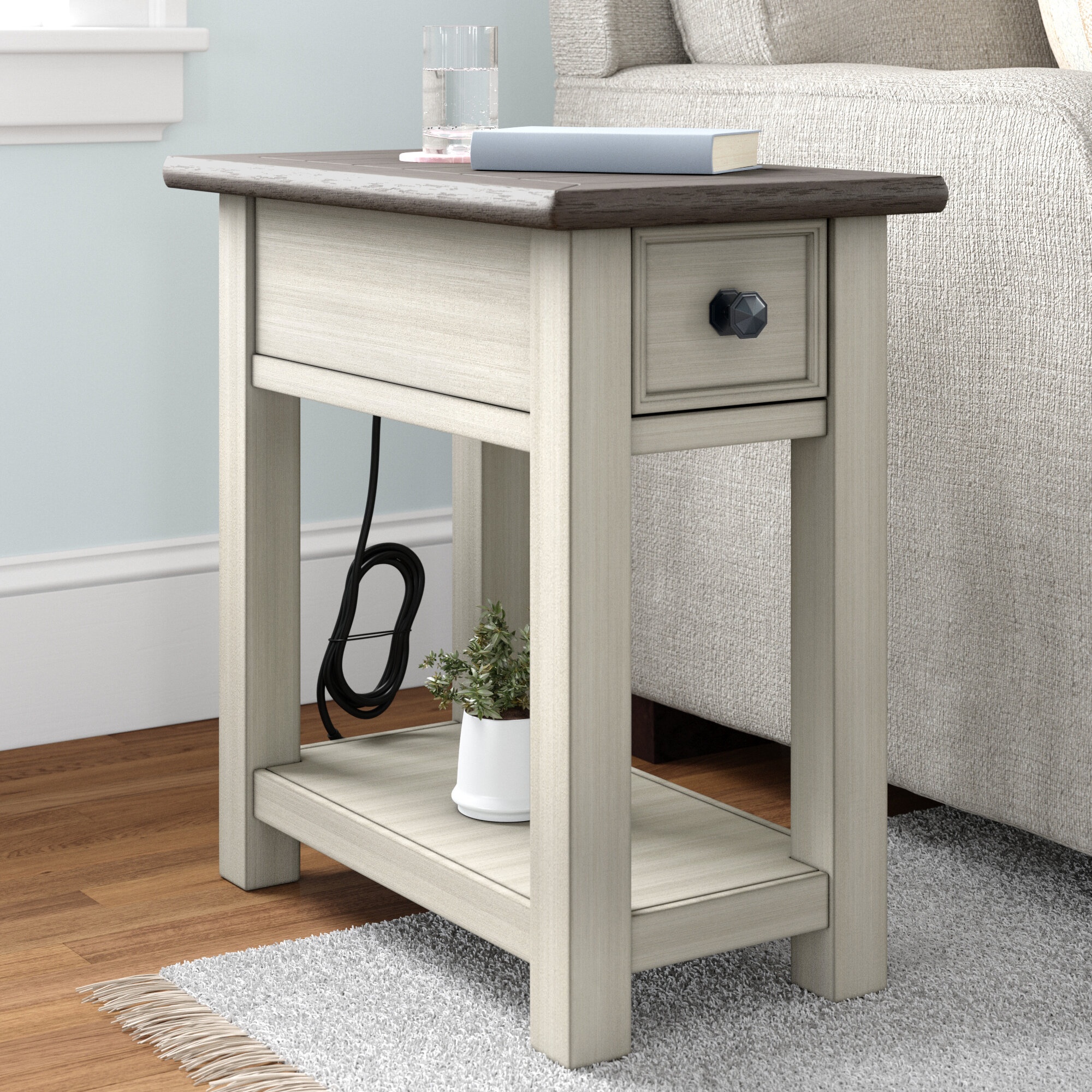 Ramsgate 24.13'' Tall End Table with Storage and Built-In Outlets