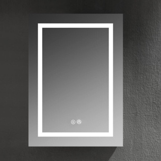 Recessed or Surface Mount Frameless LED Medicine Cabinet with 3 Adjustable Shelves and LED Lighting