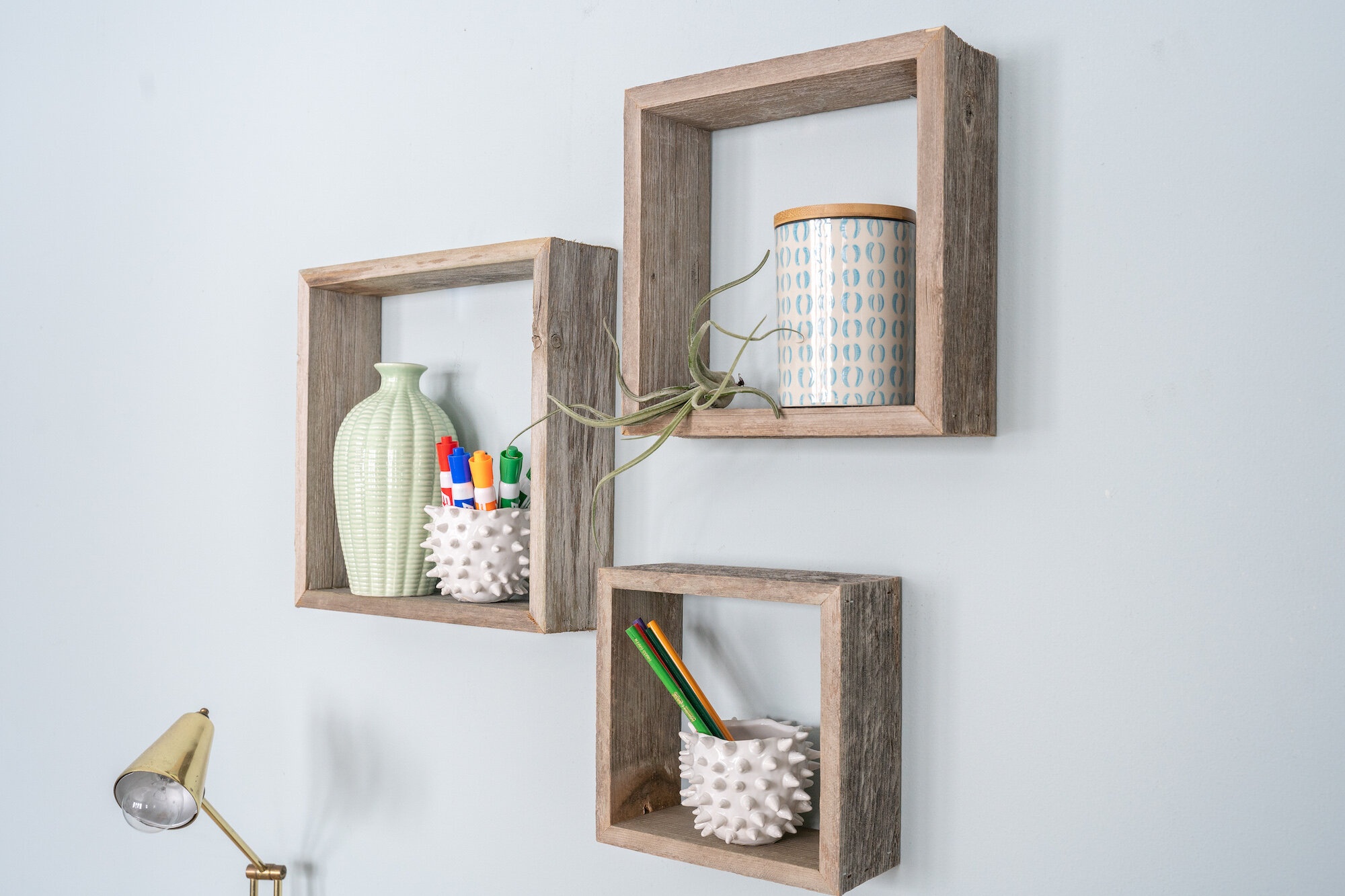 Reinaldo 3 Piece Square Floating Shelf with Reclaimed Wood