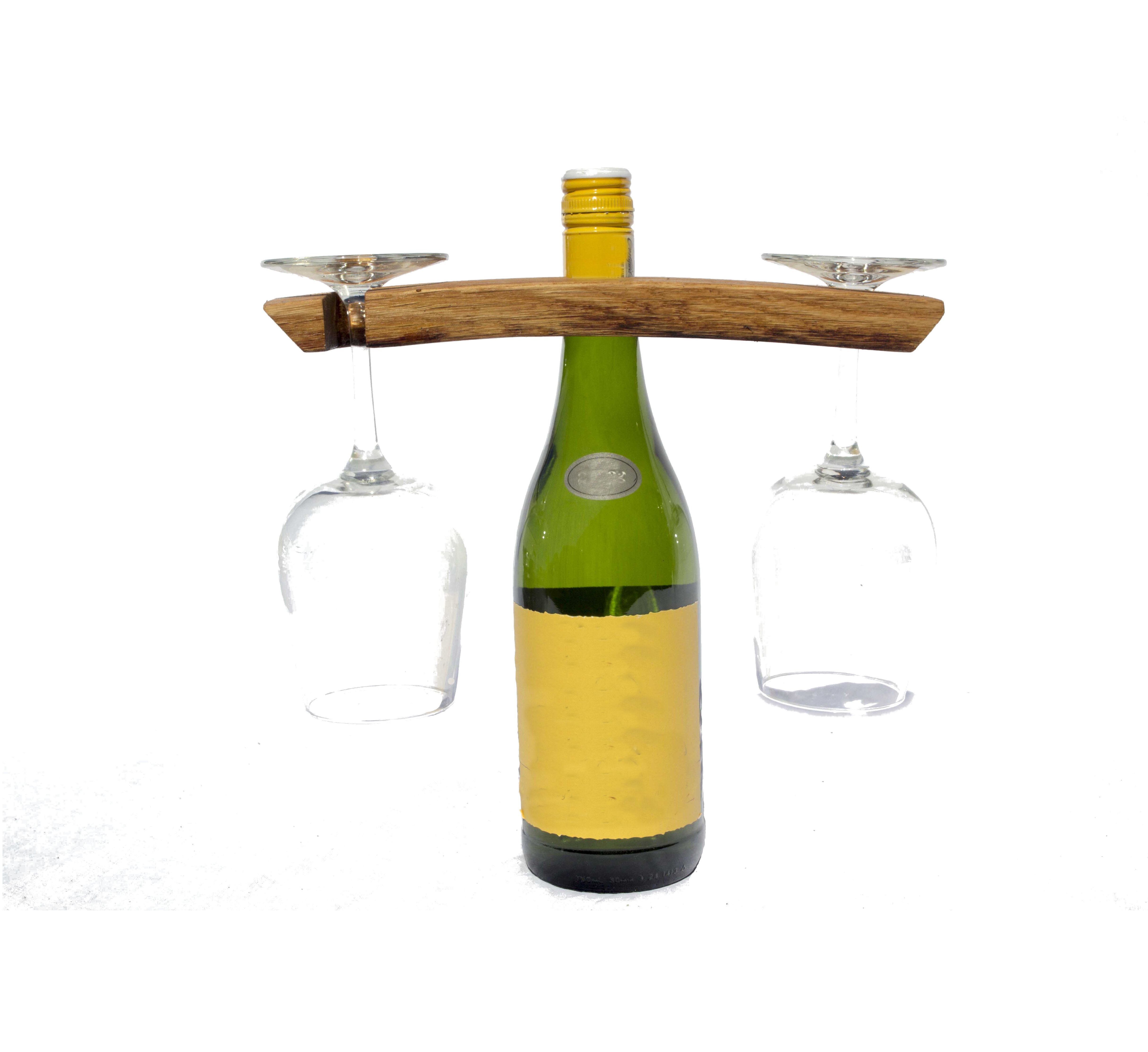 Rishel 1 Bottle Solid Wood Tabletop Wine Bottle & Glass Rack in Light Brown