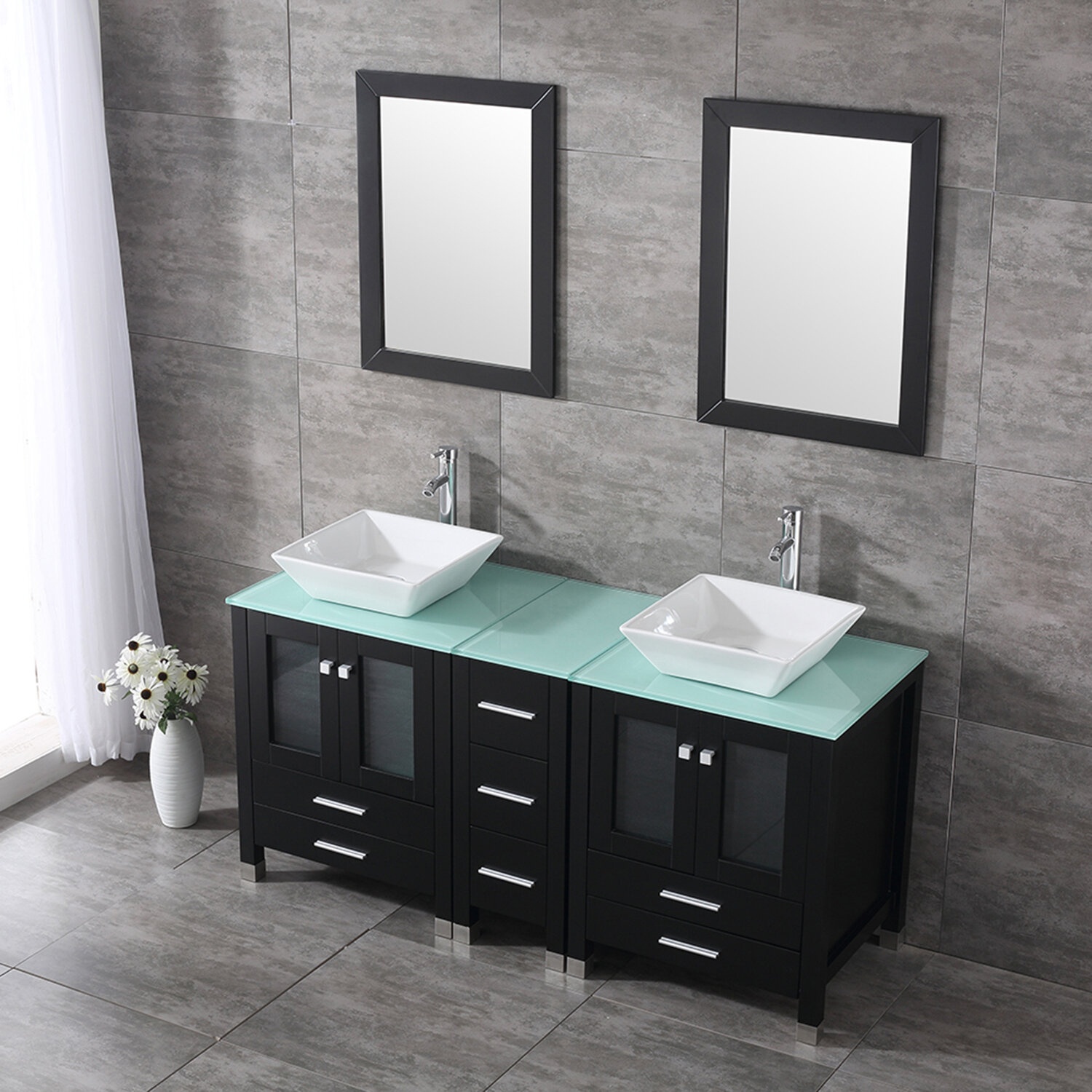 Rochon 61" Double Bathroom Vanity Set with Mirror