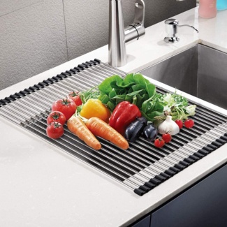 Kitchen Silicone Dish Drainer Tray Large Sink Drying Rack Worktop