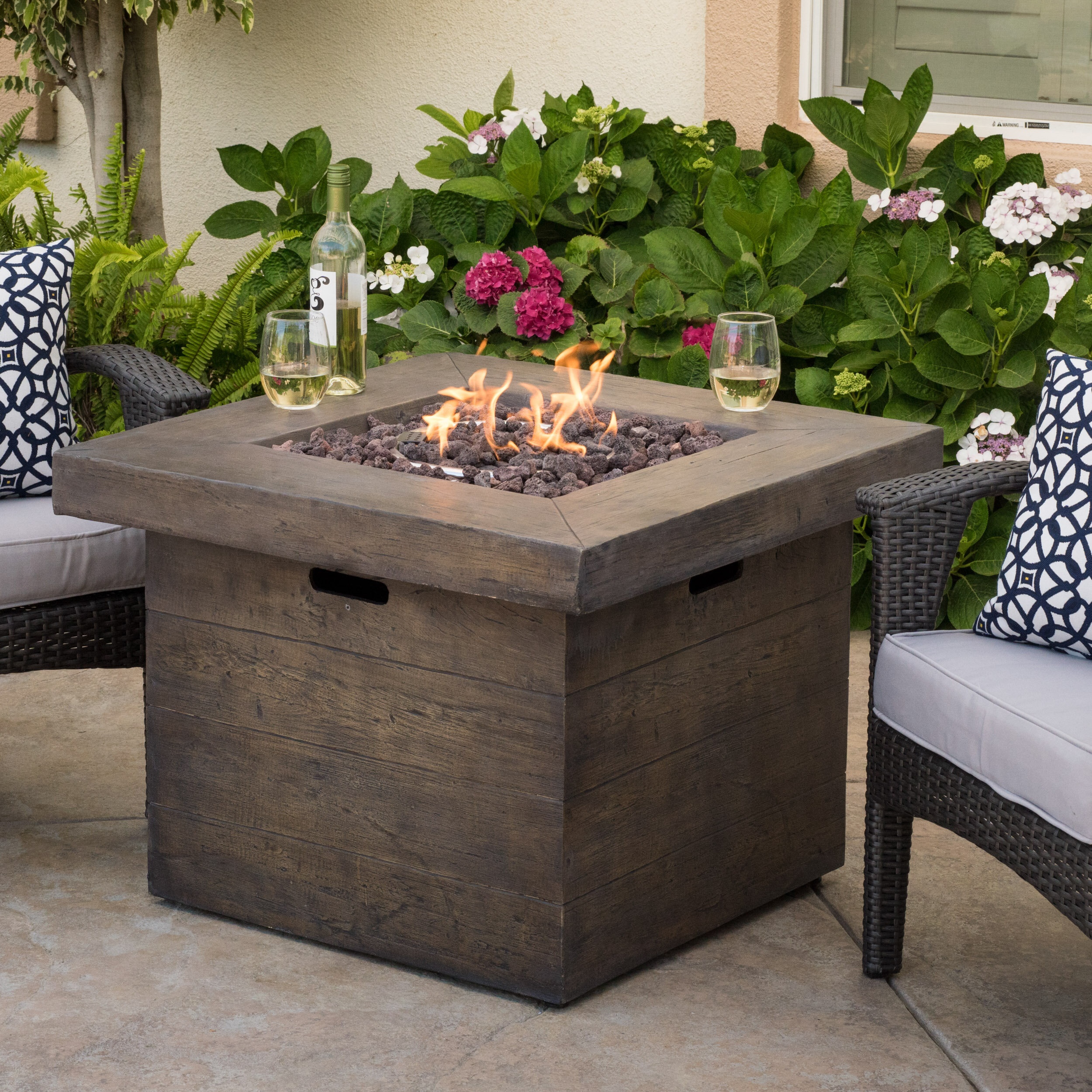 Rosia 23.8'' H x 32.2'' W Concrete Propane Outdoor Fire Pit Table