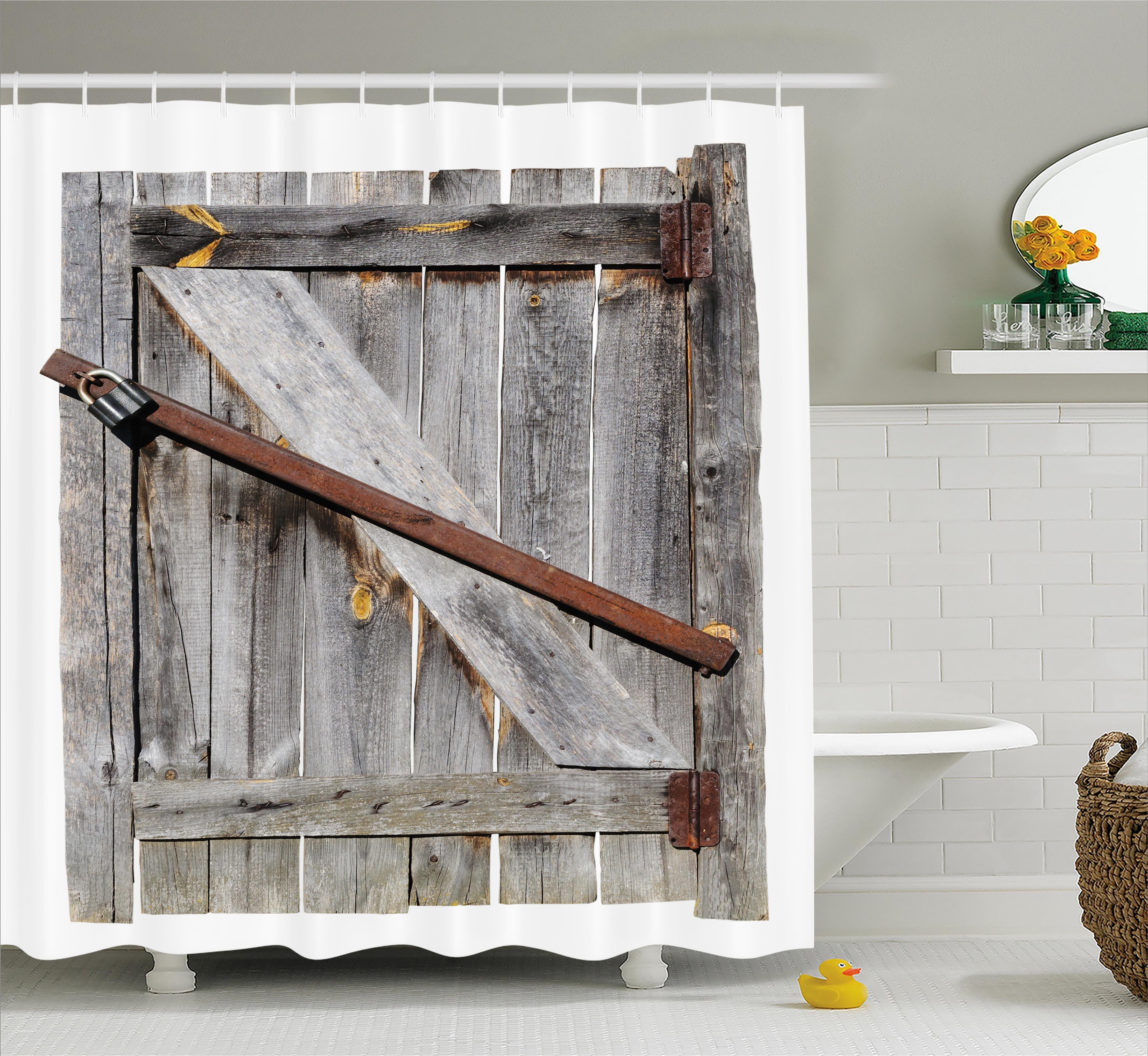 Rustic Aged Wooden Barn Door Single Shower Curtain