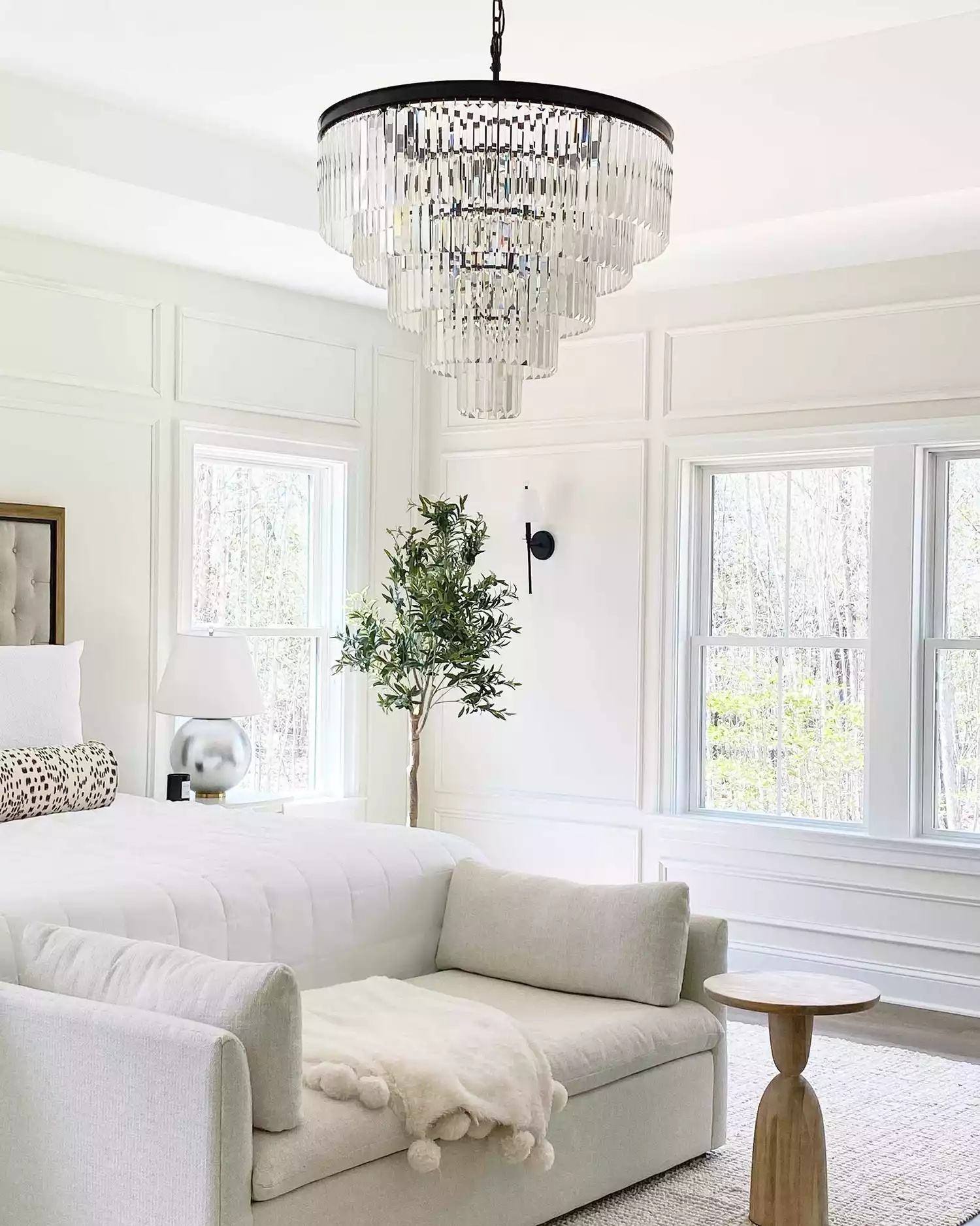 Rustic bedroom with exposed beams and warm tones