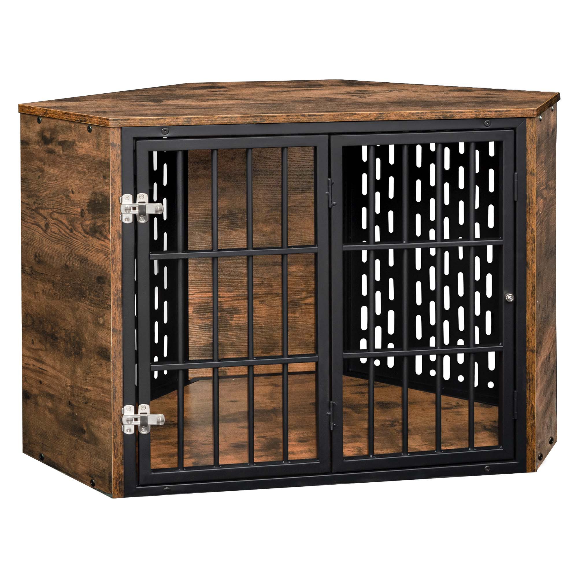 Rustic Brown Wood Indoor Pet Crate