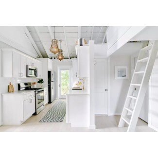 Rustic kitchen with complementary lighting