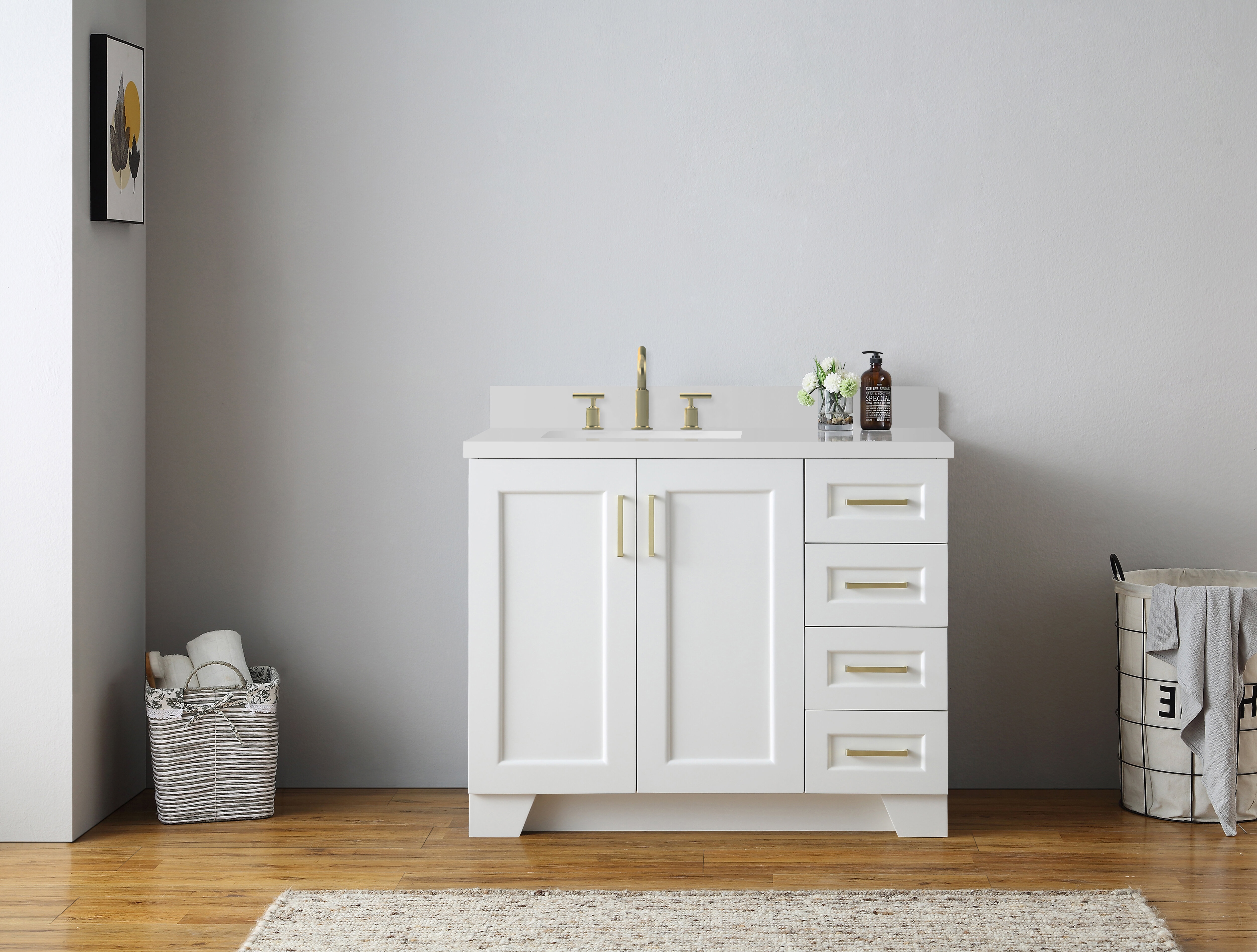 Sawyer 43'' Free-standing Single Bathroom Vanity with Manufactured Wood Vanity Top