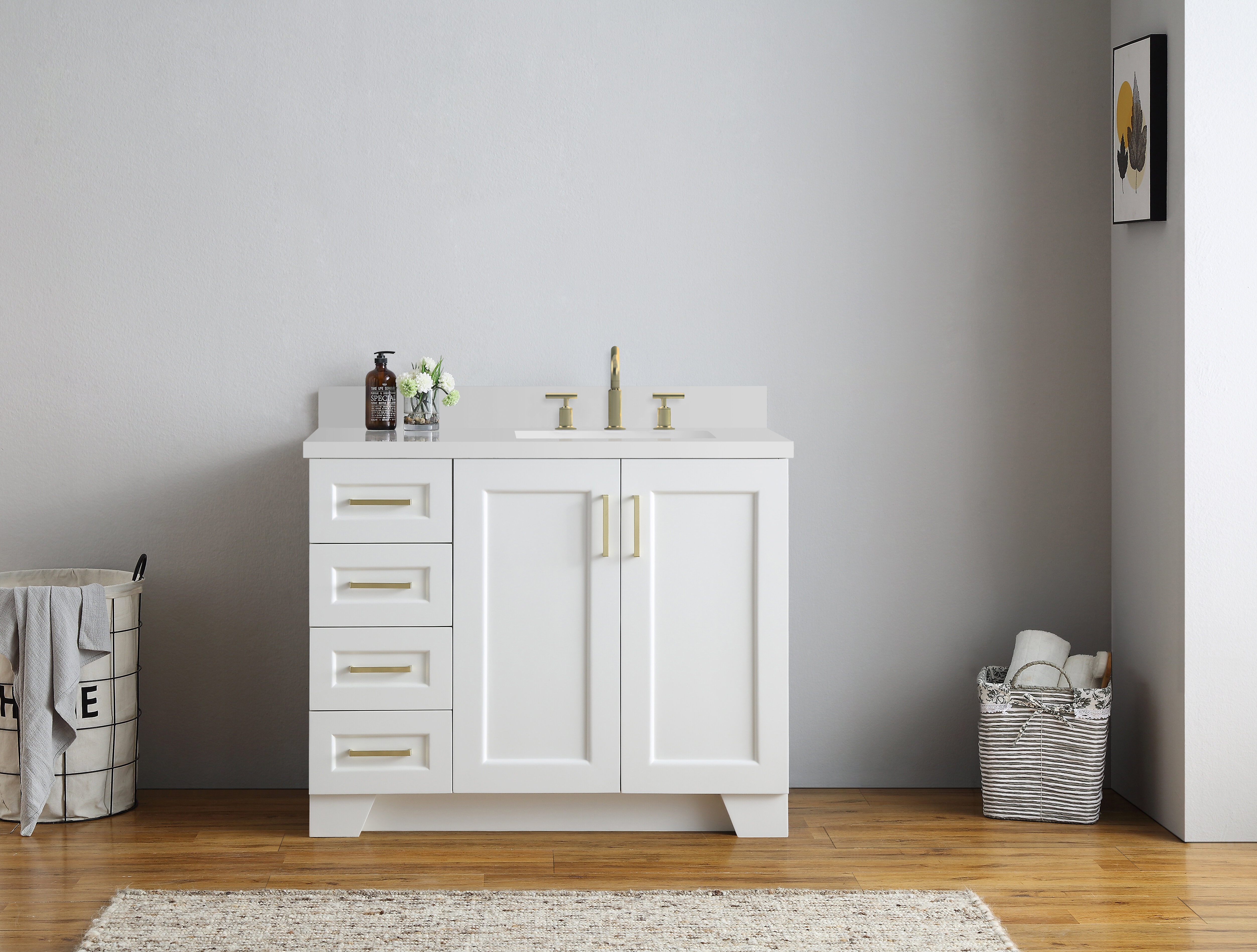 Sawyer 43'' Free-standing Single Bathroom Vanity with Manufactured Wood Vanity Top