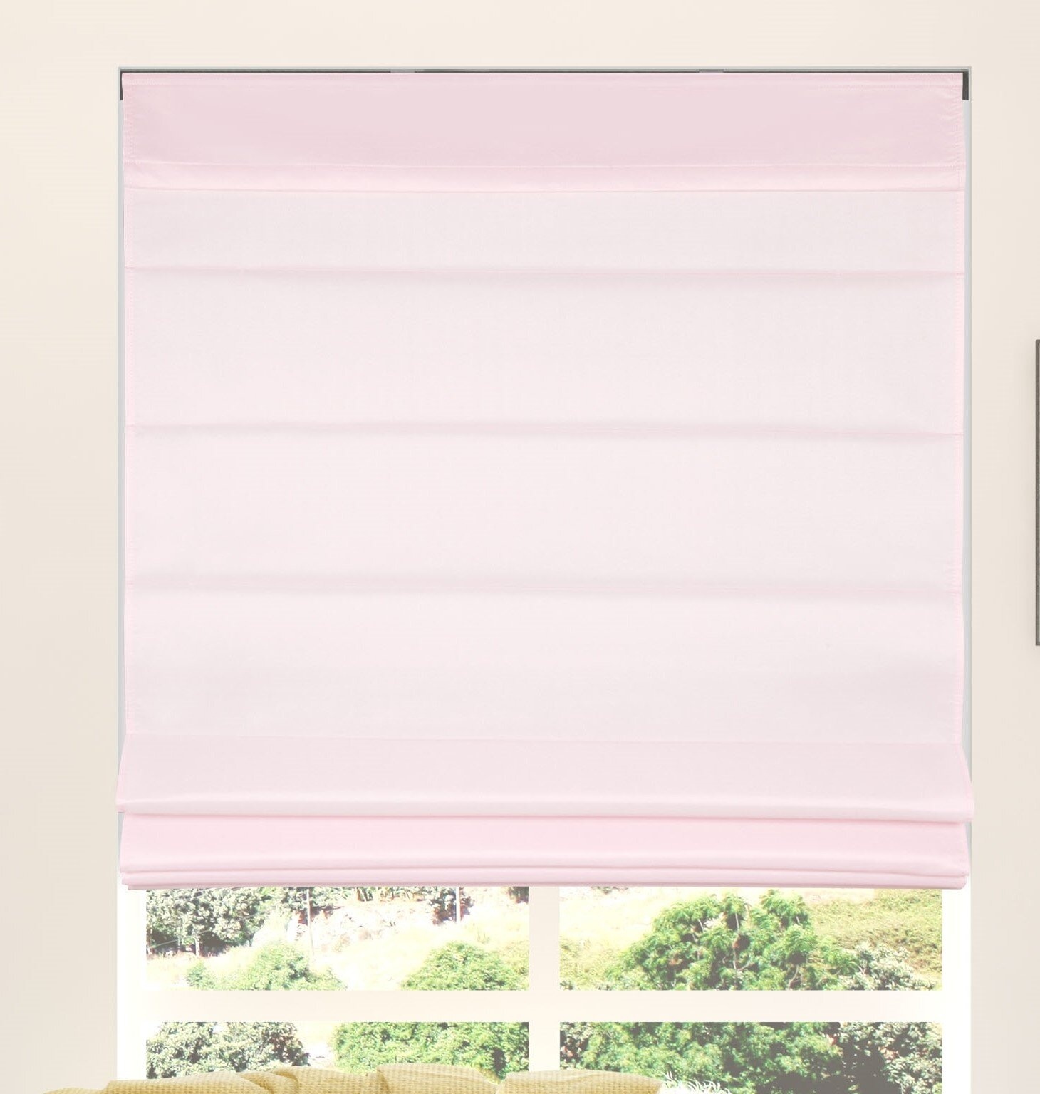 Semi-Sheer Pink Roman Shade