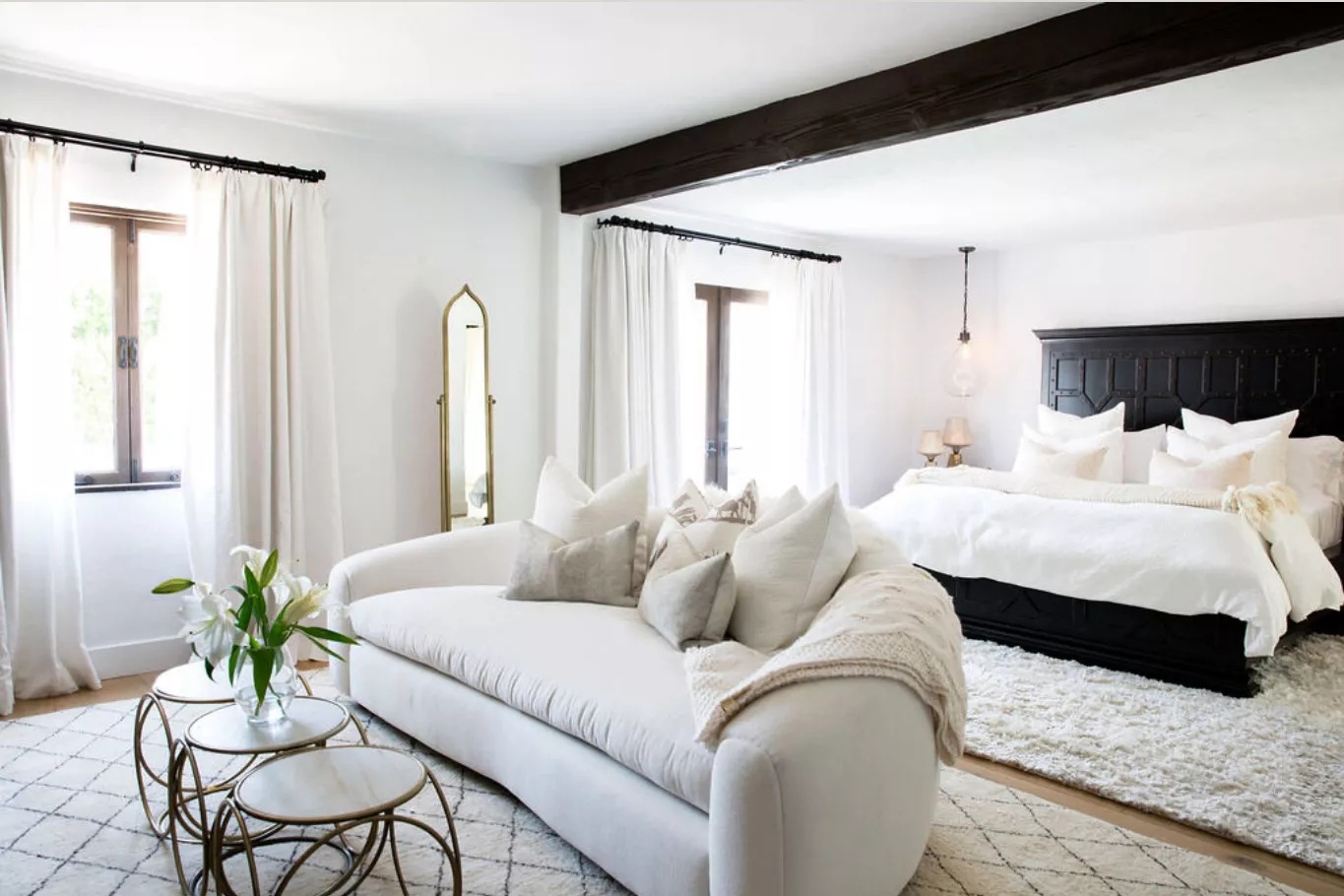 Serene bedroom with light color palette and natural elements