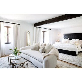 Serene bedroom with light color palette and natural elements