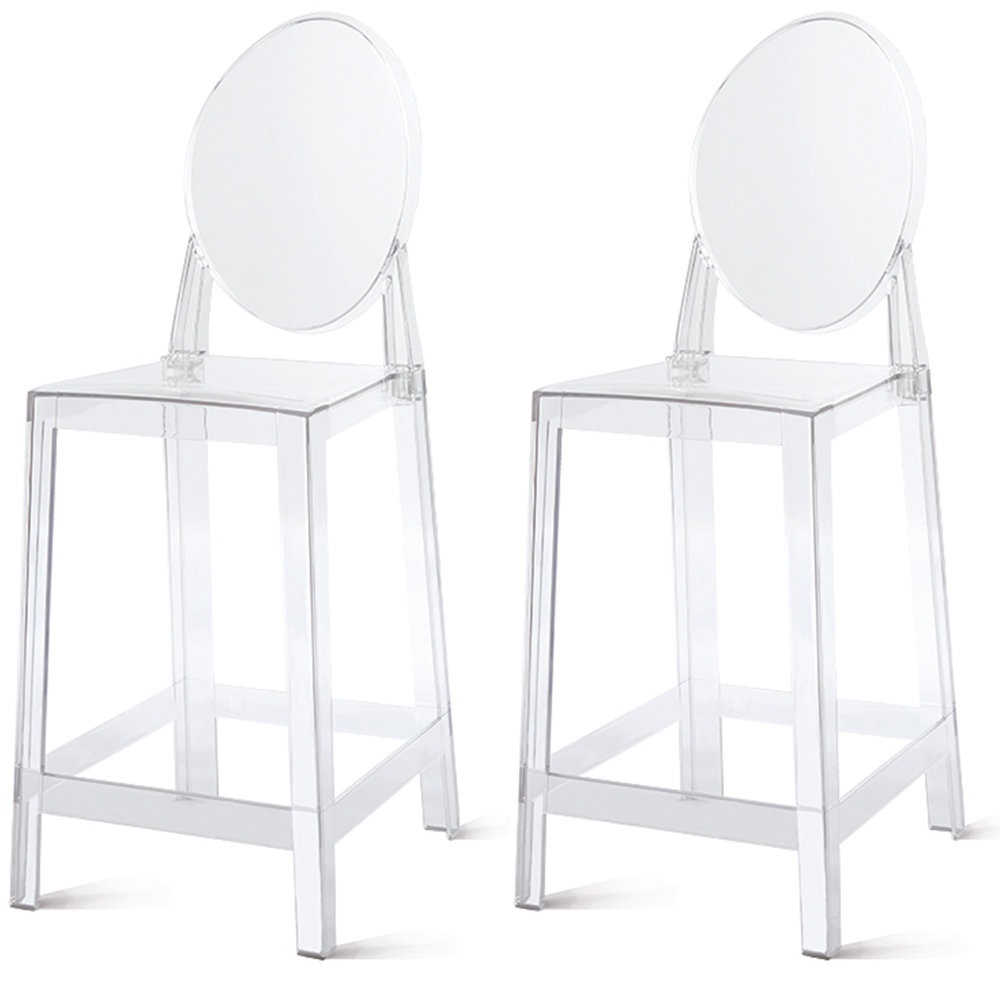 Set Of 2 30" Seat Height Plastic/Acrylic Modern Armless Barstool