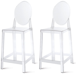 Set Of 2 30" Seat Height Plastic/Acrylic Modern Armless Barstool