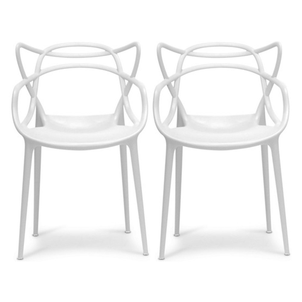 Set Of 2 Modern Plastic Outdoor Dining Arm Chair