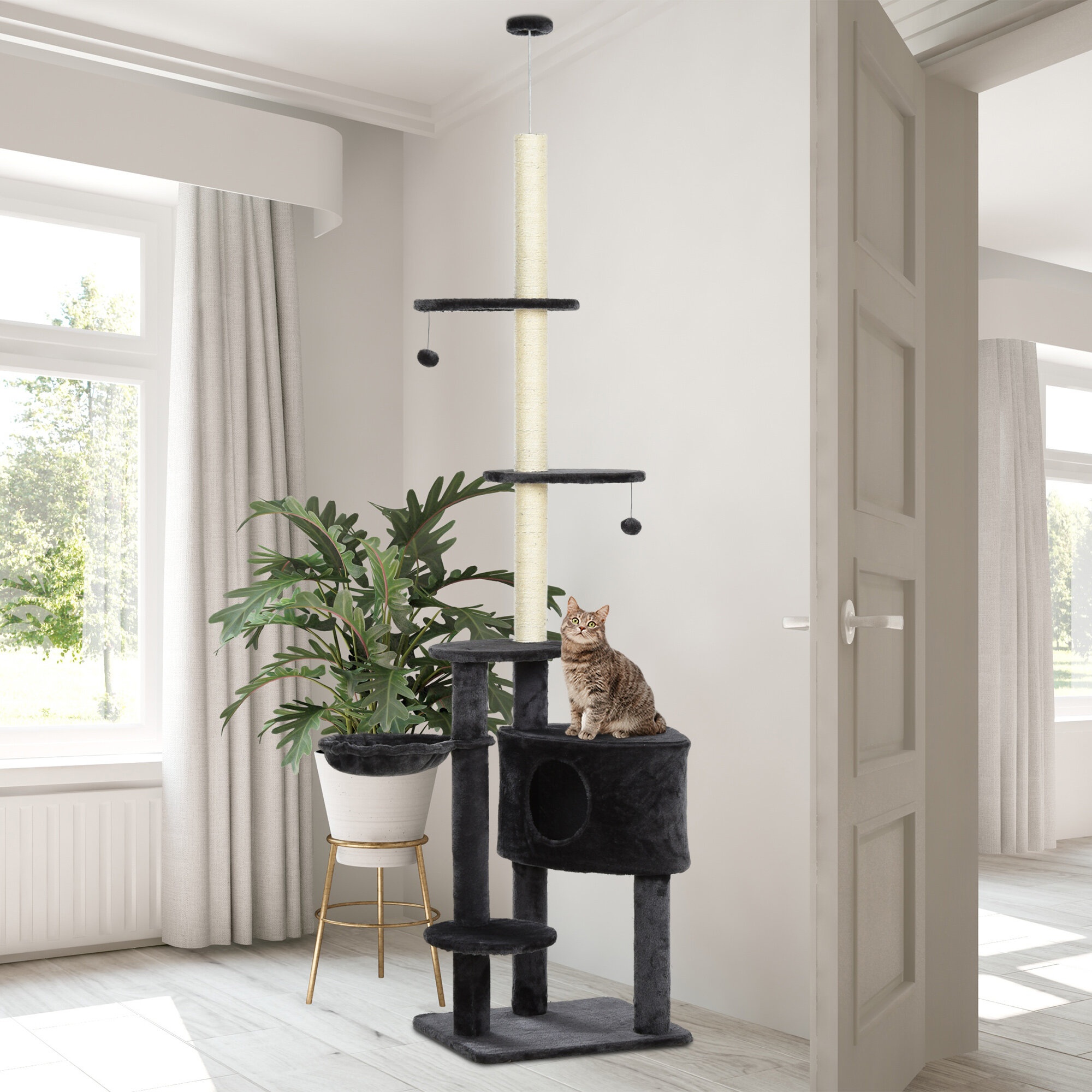 Shasta Adjustable Height Floor-to-Ceiling Vertical Scratching Post