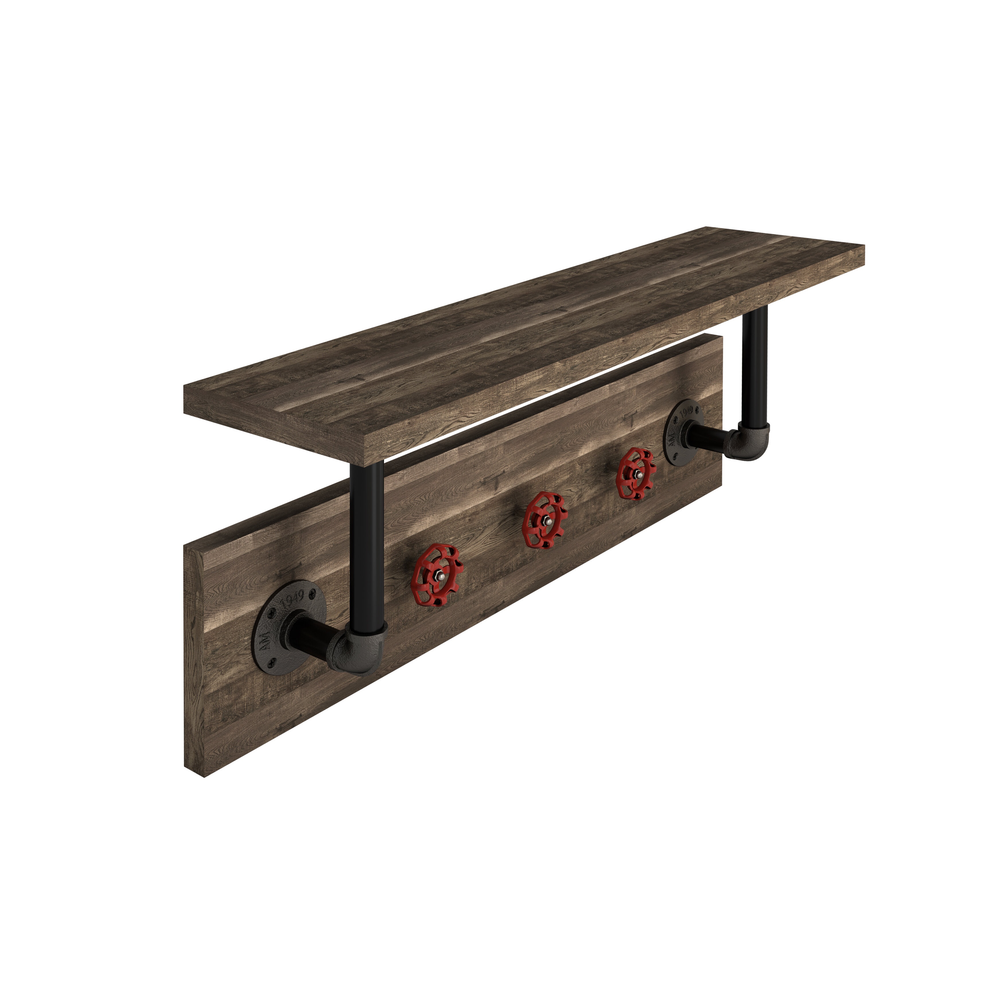 Industrial Wall Shelf w/ Hooks (42)