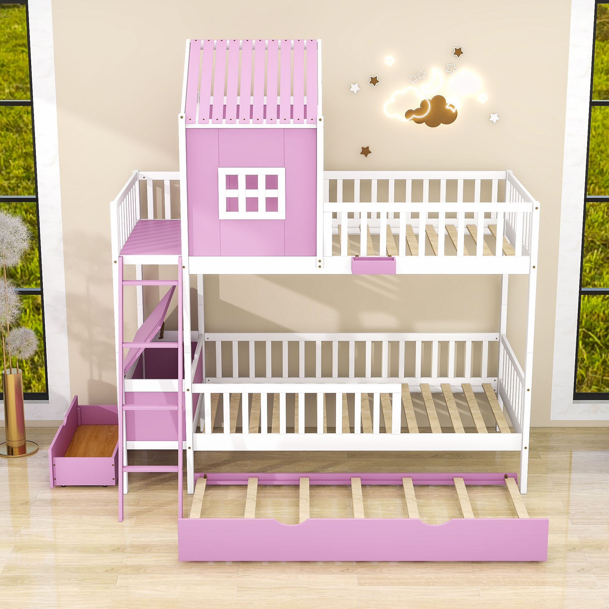 Sherrodsville Twin Over Twin Standard Bunk Bed with Trundle by Harper Orchard