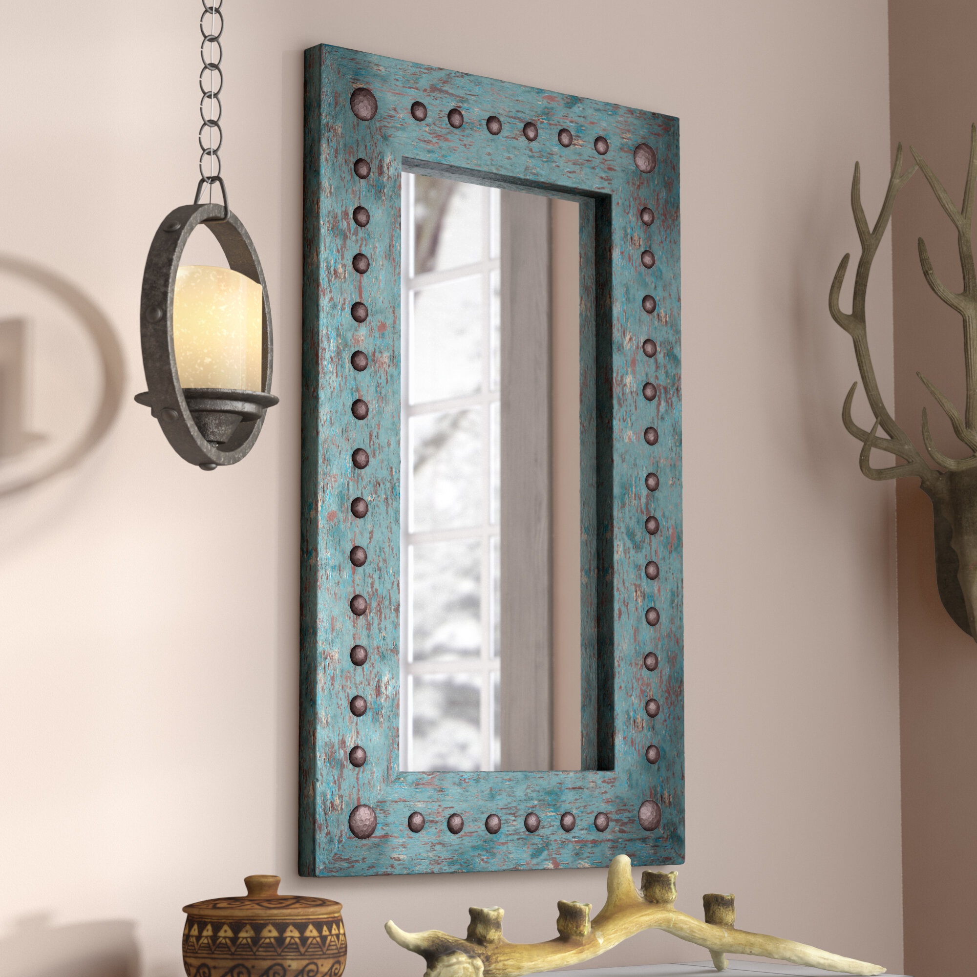 Silver Square Wood Wall Mirror