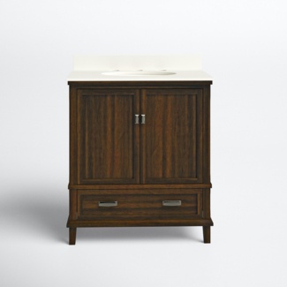 Sita 30'' Free-standing Single Bathroom Vanity with Stone Vanity Top