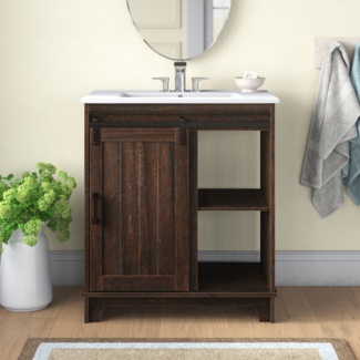 Sofia 29.88'' Free-standing Single Bathroom Vanity with Vitreous China Vanity Top