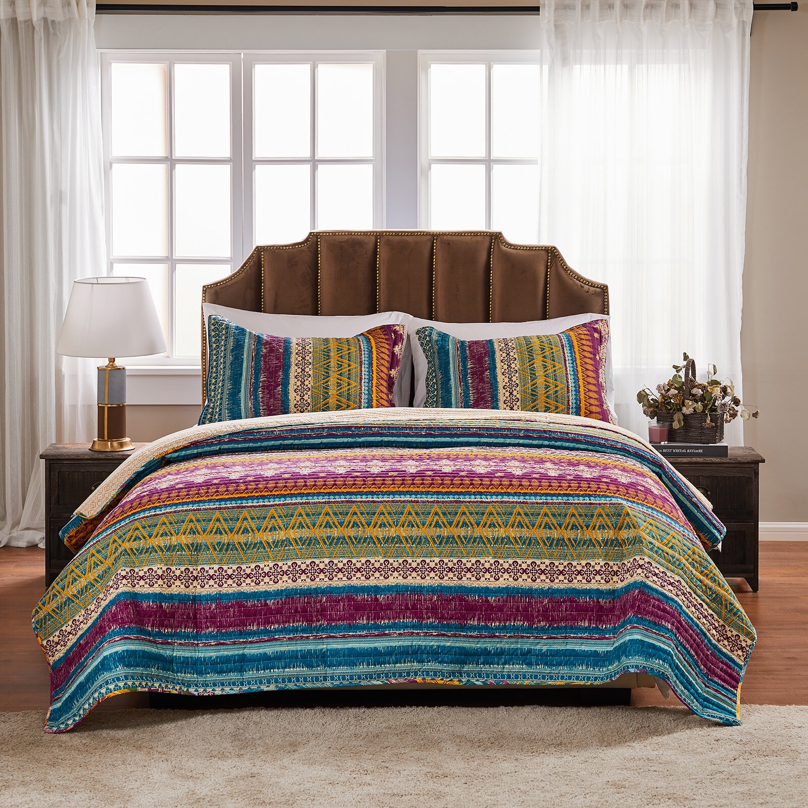 Sohil 100% Cotton Reversible Quilt Set