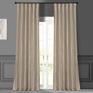 Solid Faux Silk Taffeta Curtains for Bedroom Room Darkening Curtains for Large Window Single Panel