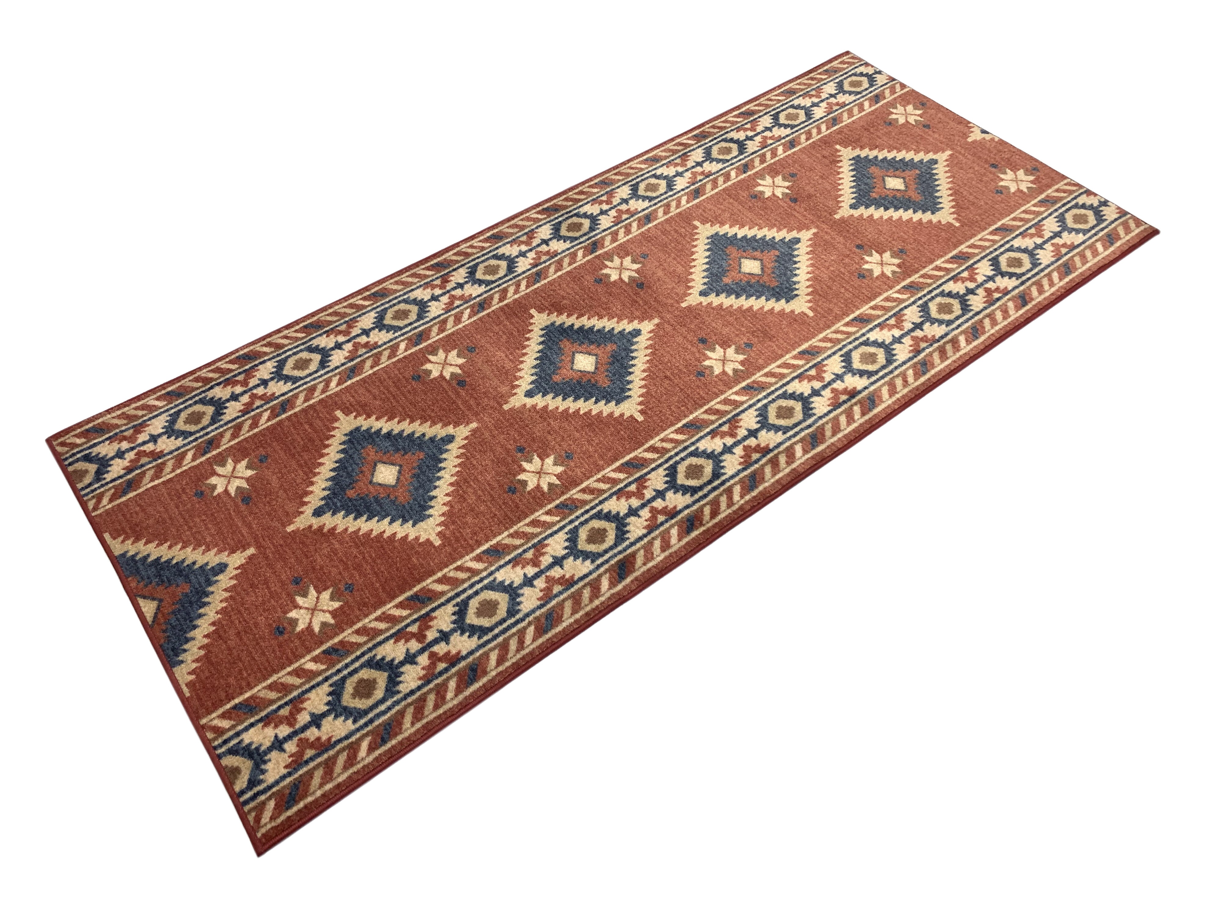 Southwestern Red and Terracotta Canvas Backing Rug