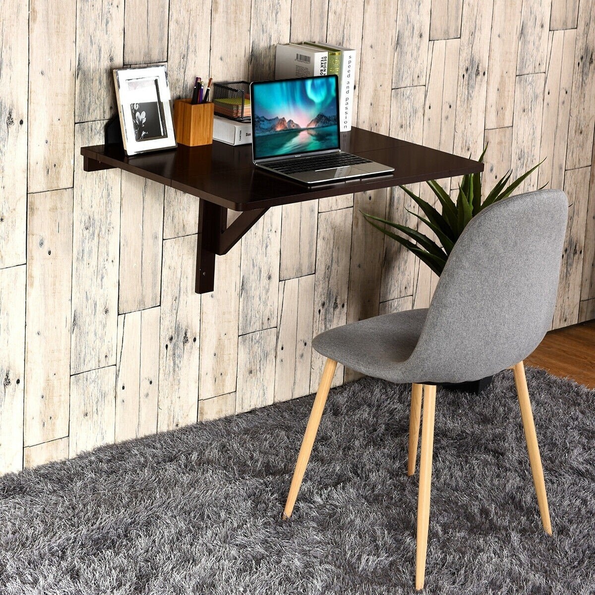 Wall Mount Computer Desk, Wall-Mounted Drop-Leaf Table,Wall Mounted Table  Folding Desk for Small Spaces, Multi-Size Optional