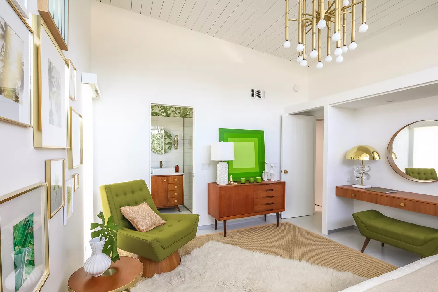 Spacious bedroom with sitting area and contemporary design