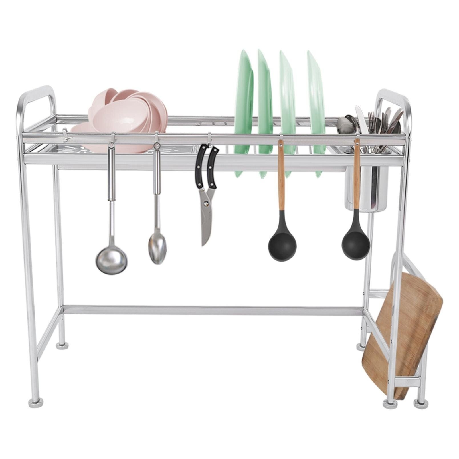 Over Sink Dish Drying Rack, Stainless Steel 2 Tier Large Dish Drainer Above  Sink Adjustable 27.5 - 34.6, Expandable Kitchen Counter Organizer