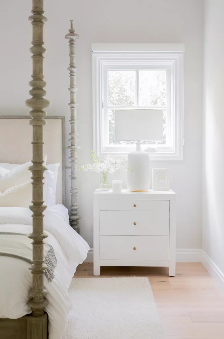 Stylish bedroom with statement wall and modern accents
