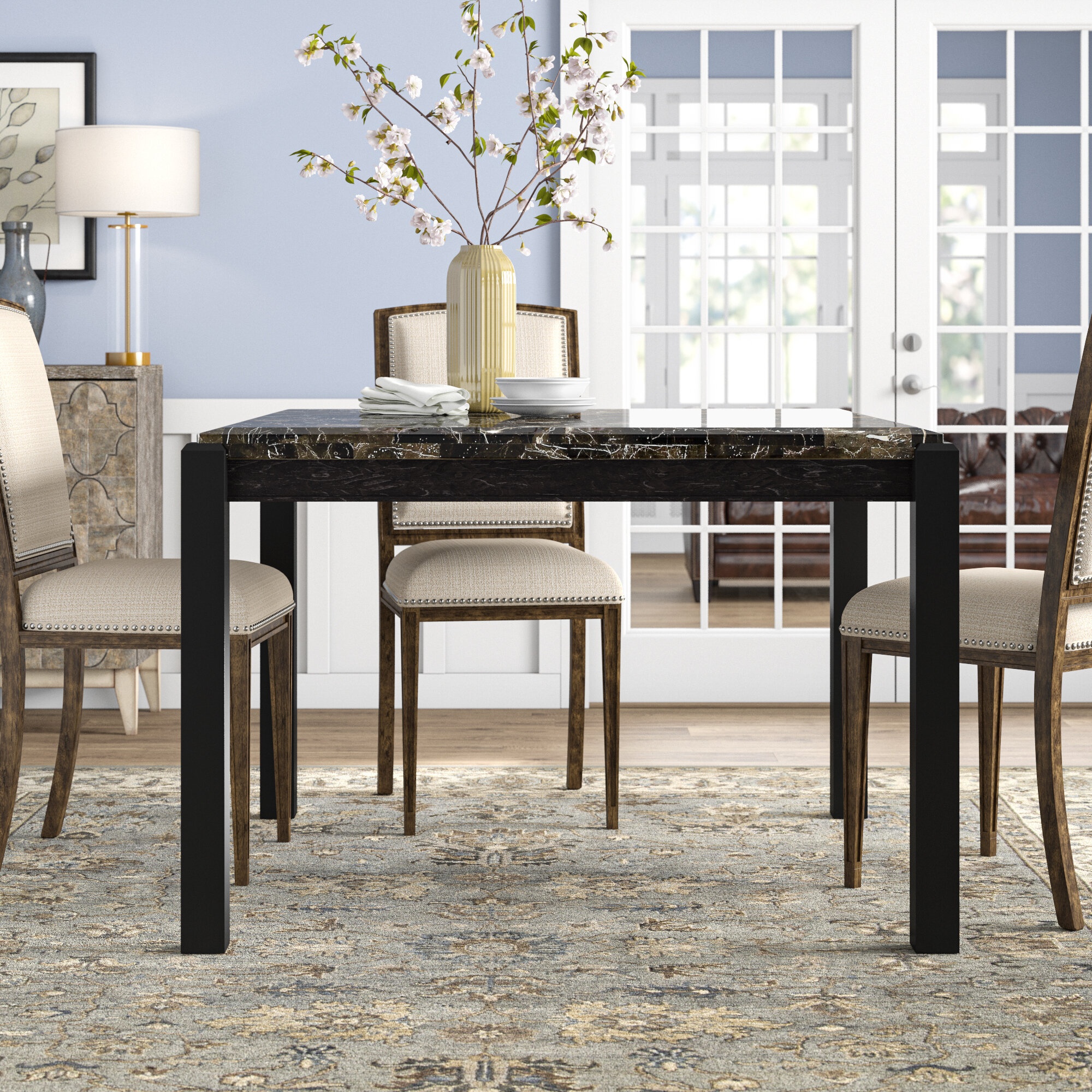 Swann Counter Height 53.75'' Genuine Marble Dining Table