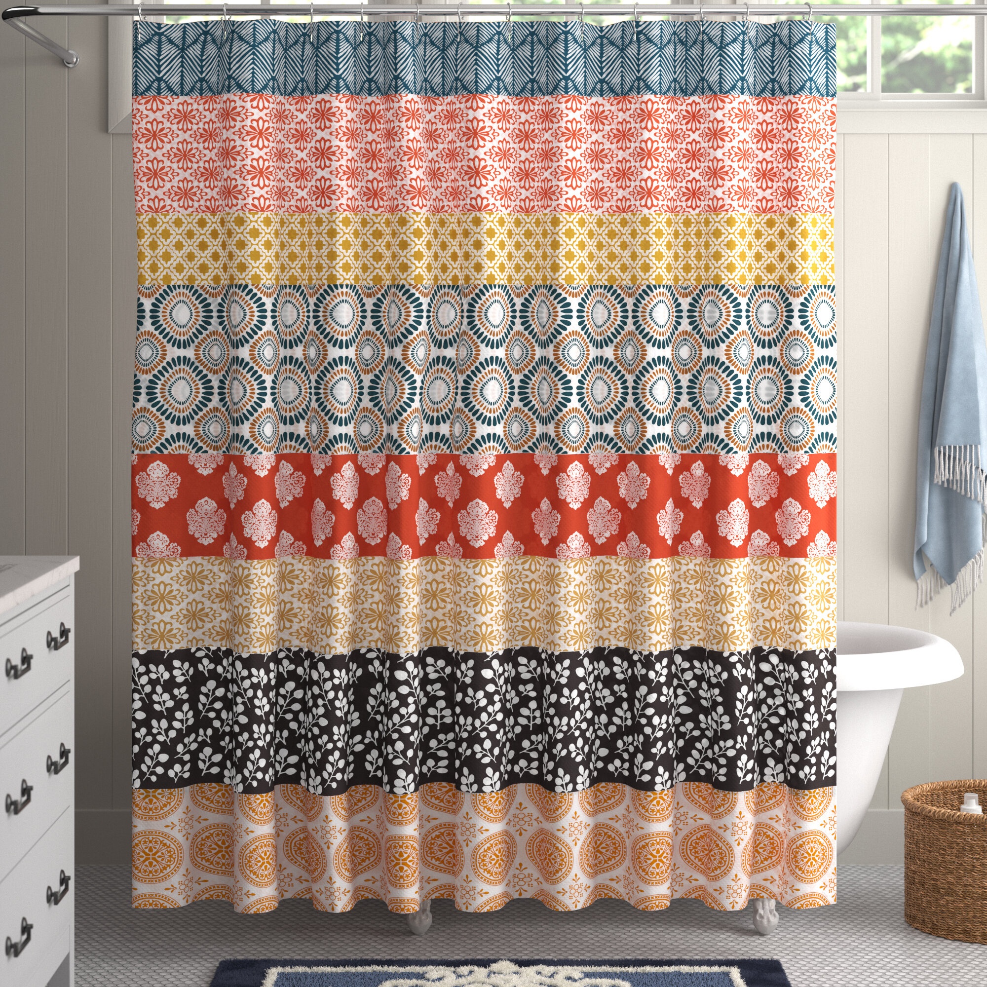 Tamela Striped Single Shower Curtain