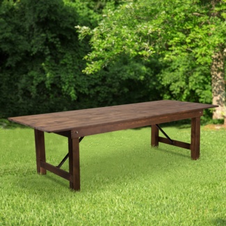 Taren 9' x 40" Rectangular Antique Rustic Solid Pine Folding Farm Table