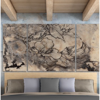 Tattooed Floral I - 3 Piece Painting on Canvas