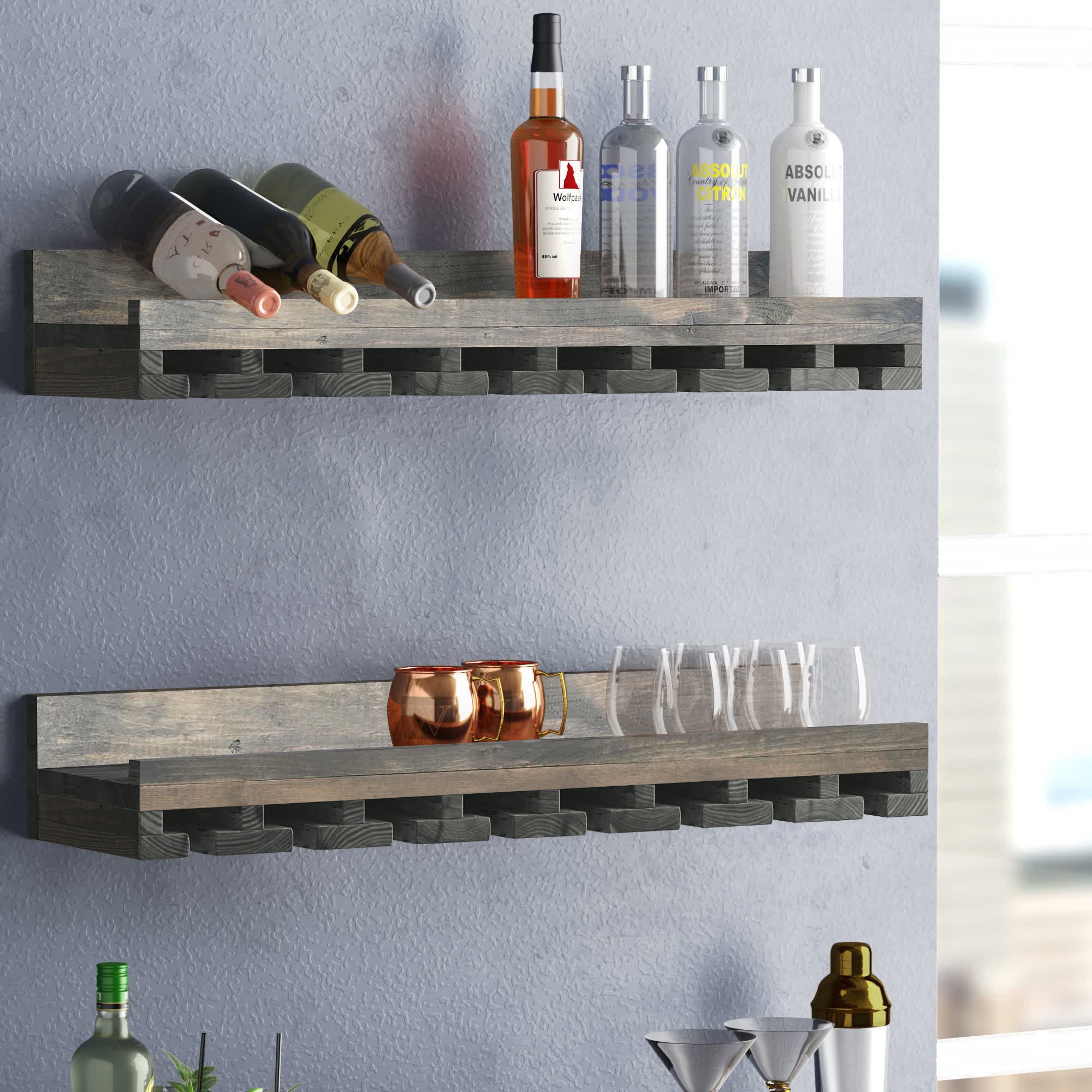 Tedrow Solid Wood Wall Mounted Wine Glass Rack
