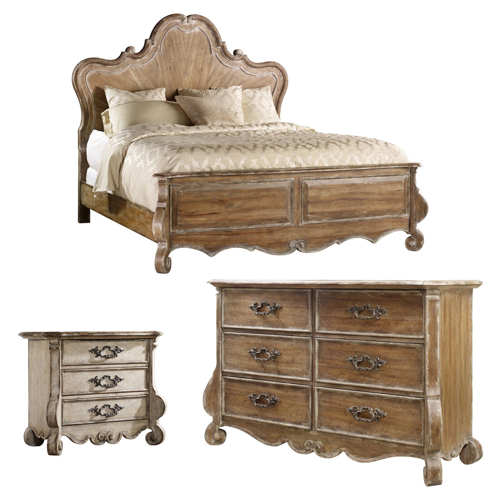 Three Piece French Provincial Bedroom Furniture Set